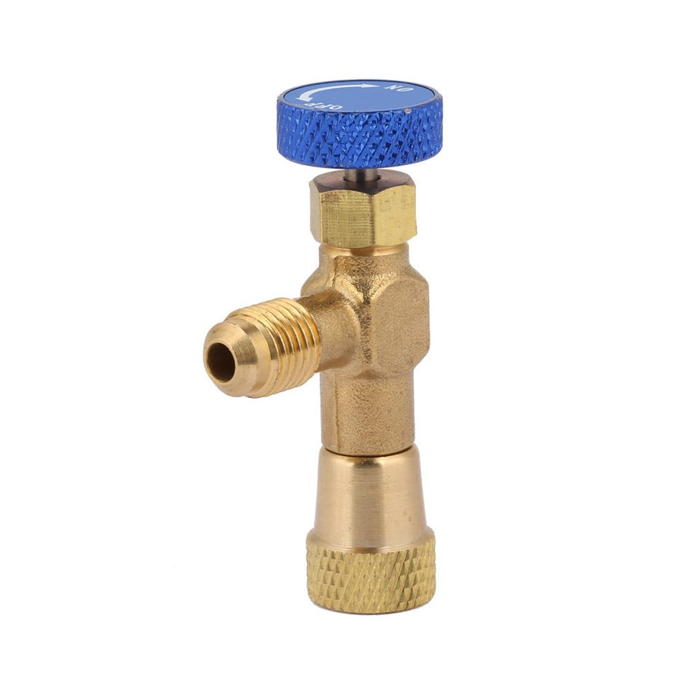 CHICIRIS 1/4 R22 Refrigerant Control Valve Durable Brass Valve for Refrigerant Charging Hose, Minimize Loss, Reliable and Easy to Use for HVAC Professionals