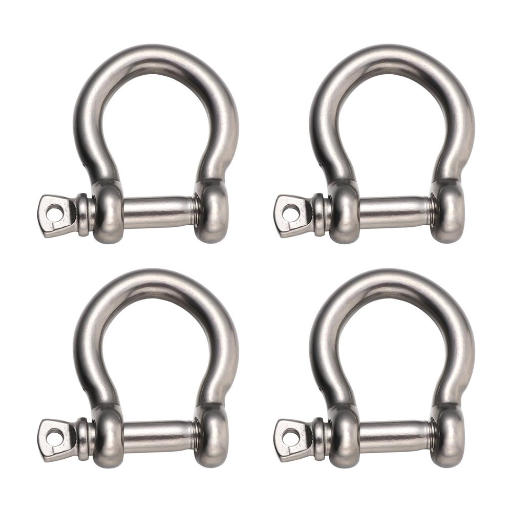 GANAZONO 4pcs Stainless Steel Horseshoe Shaped Shackle Heavy Duty D-Shaped Lifting Shackles for Towing Hauling Off-Road and Secure Tie Downs