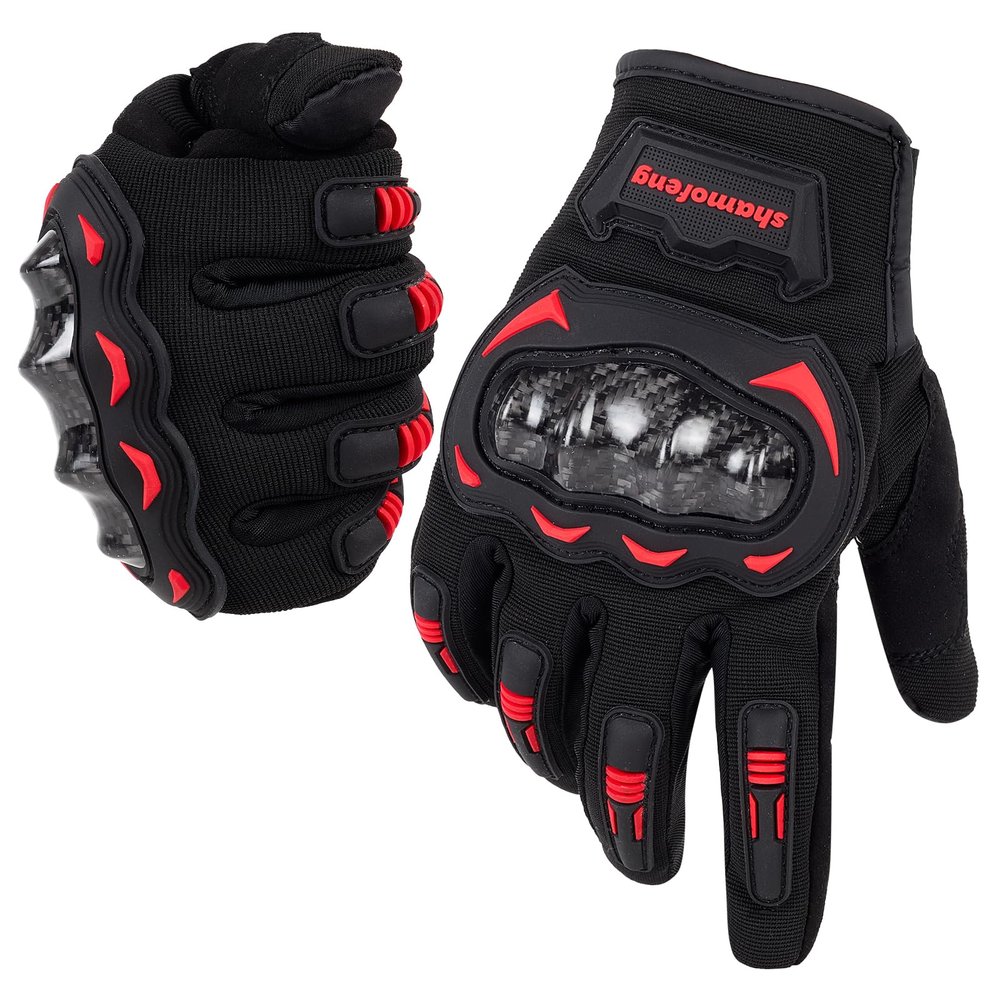shamofeng Motorcycle Gloves for Men and Women Touchscreen with Carbon Fiber Knuckles Shell for Dirt Bike ATV UTV BMX Motocross Motorbike Riding Racing Cycling