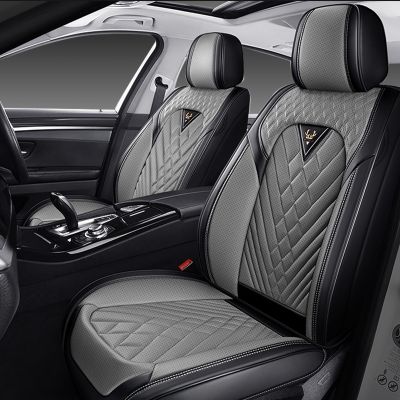 HESHS Car Seat Covers Front Seats for Chevrolet Sonic 2012-2020, Waterproof Nappa Leather Car Seat Cover, Full Coverage Car Seat Covers Sets(2 Seats/Black Gray)