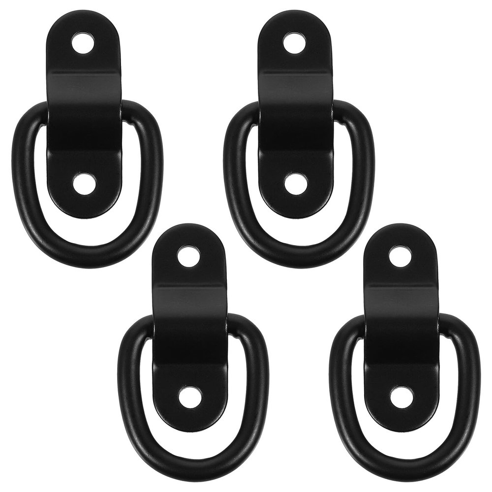 balacoo 4pcs Heavy Duty D-Ring Trailer Anchor Lashing Rings with Screws Black Tie Down Rings for Trucks and Trailers Secure Cargo Fastening Points for Transport and Hauling