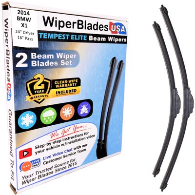 Beam Wiper Blades fits BMW X1 2014 Set/2 w/2yr Wear Warranty -Easy Install