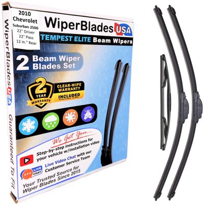 Wiper Blades Set/3 fits Chevrolet Suburban 2500 2010 w/2yr Wear Warranty