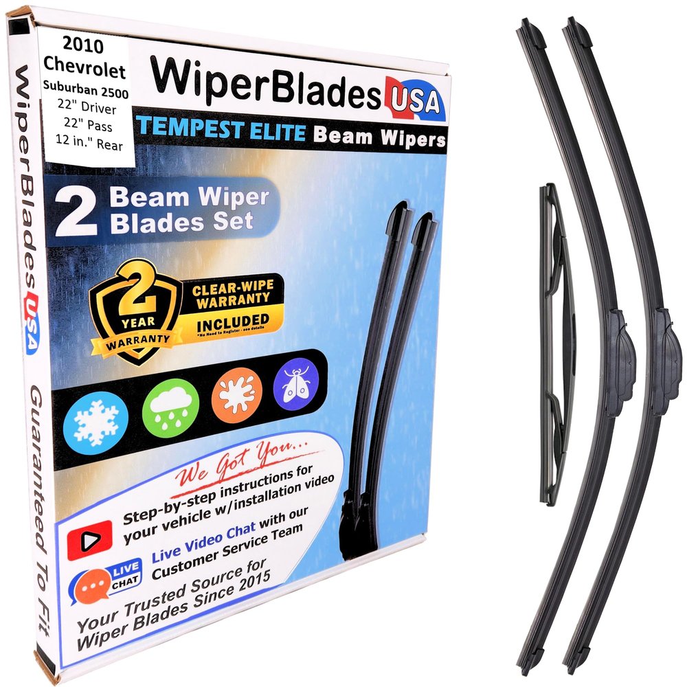 Wiper Blades Set/3 fits Chevrolet Suburban 2500 2010 w/2yr Wear Warranty