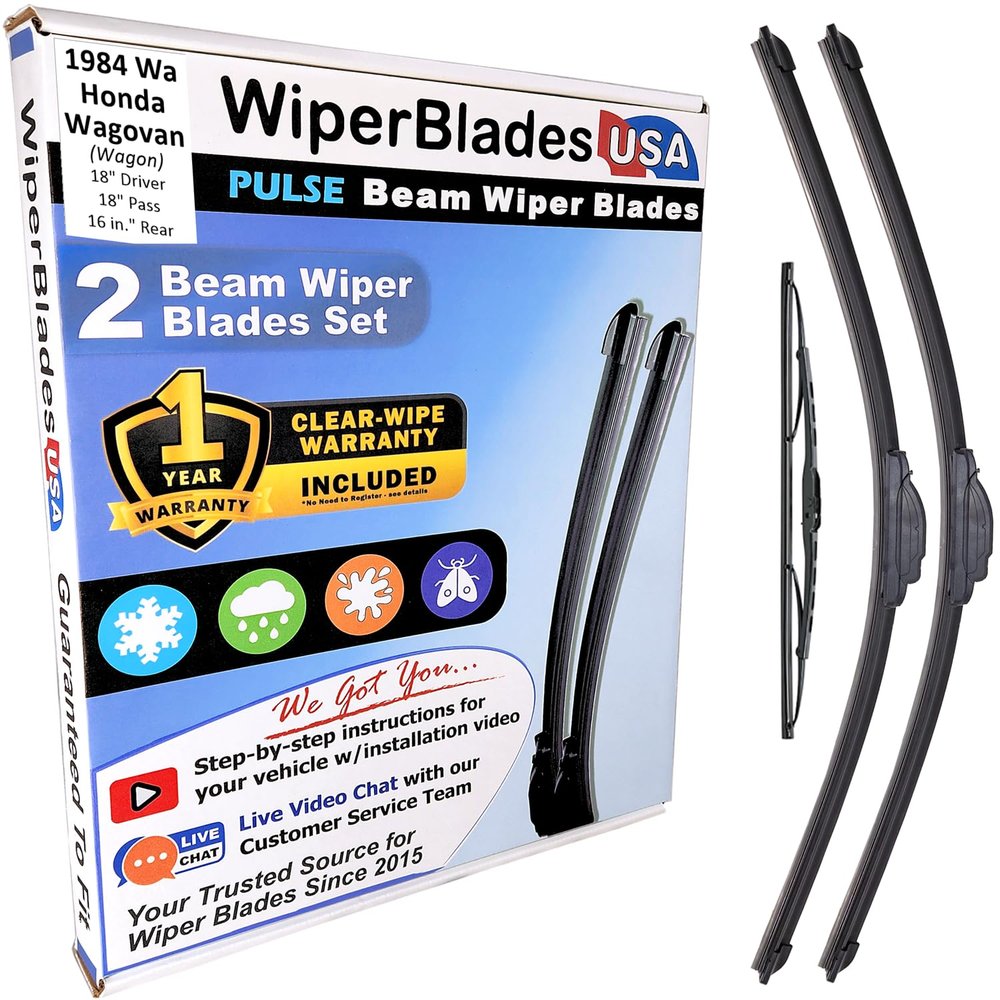 Wiper Blades Set/3 fits Honda Wagovan 1984 (Wagon) w/1yr Wear Warranty