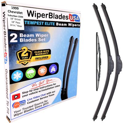 Wiper Blades Set/3 fits Chevrolet Suburban 1500 1999 w/2yr Wear Warranty