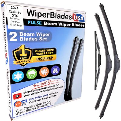 Wiper Blades fits Cadillac XT6 2024 Set/3 w/1yr Wear Warranty -Easy Install