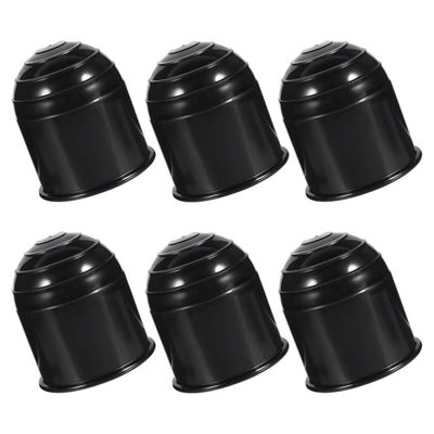 HOOTNEE 6pcs Tow Ball Covers Black Plastic Hitch Ball Protectors Elastic Trailer Hitch Caps for Trucks Rvs Car Trailers Portable Replacement Towball Protection