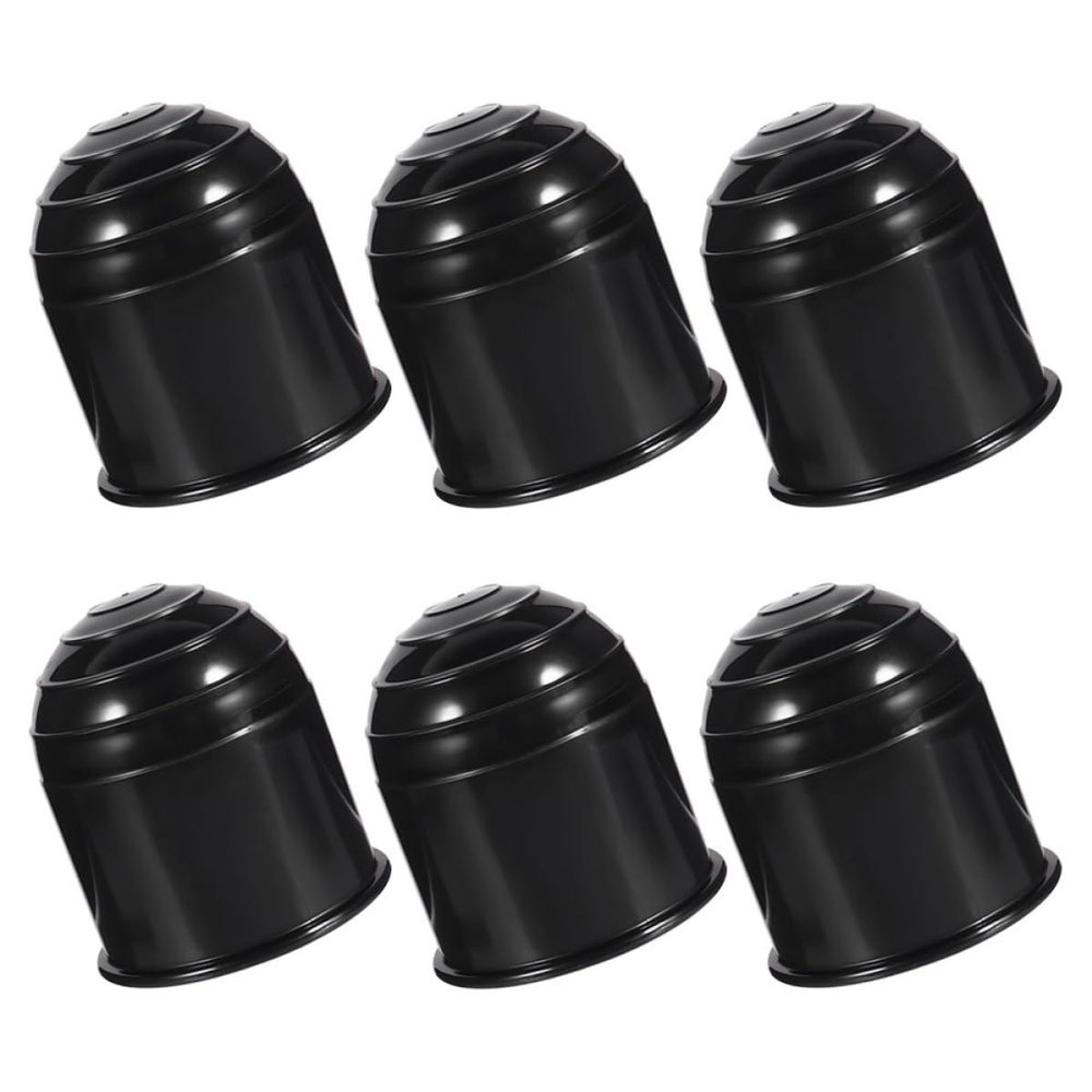 HOOTNEE 6pcs Tow Ball Covers Black Plastic Hitch Ball Protectors Elastic Trailer Hitch Caps for Trucks Rvs Car Trailers Portable Replacement Towball Protection
