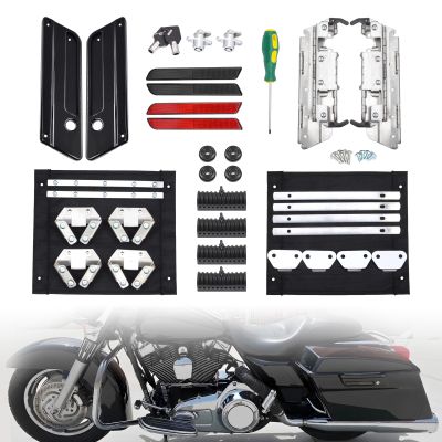Amazicha Saddlebag Hardware Kit, Hard Bag Latches Covers, Red Reflectors, Rubber Cushion, Locks Set 1993-2013 Compatible for Harley Touring Street Glide Electra Glide Road Glide Road King