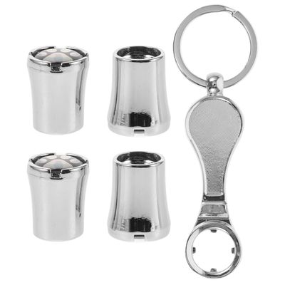 SOPOTUTU Tire Valve Caps Lightweight Zinc Alloy Car and Bicycle Air Valve Stem Covers Construction Dustproof Protective Car Wheel Hub Accessories Silver