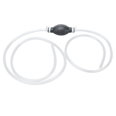 Manual Siphon Pump Portable Hand Liquid Transfer Tool Kit for Water Gas Efficient Non Leak Design with 2Pcs PVC Hose Ideal for Lawn Mower Hedge Trimmer Black