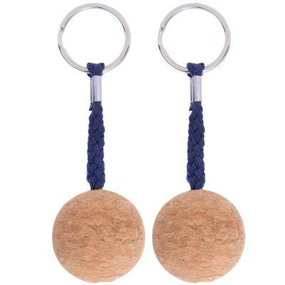 GBSCLOVER 2Pcs Floating Keychain, 35mm Diameter Float Keychains, Black Rope Boat Key Float Keychain, Lightweight Floating Cork Ball Keyring for Boating, Fishing, Kayaking, Surfing