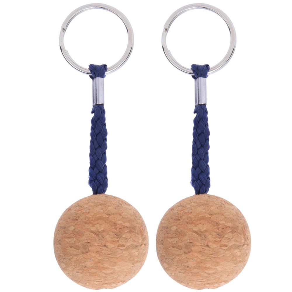 GBSCLOVER 2Pcs Floating Keychain, 35mm Diameter Float Keychains, Black Rope Boat Key Float Keychain, Lightweight Floating Cork Ball Keyring for Boating, Fishing, Kayaking, Surfing