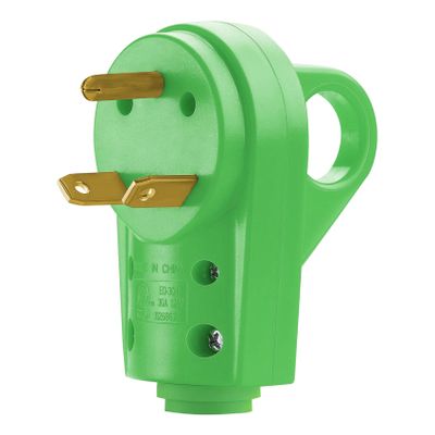 Surosha 30 Amp RV Plug, RV Electrical Adapter, NEMA TT-30R Male Receptacle, Car 30 Amp 125 Volt Replacement Plug with Disconnect Handle for Camper Caravan Motorhome Trailer (Green Male)