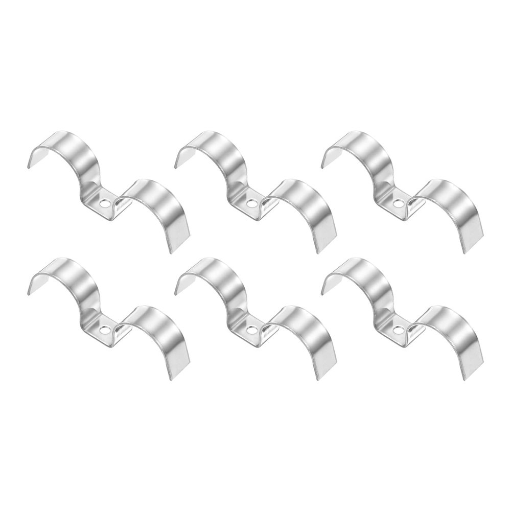 HARFINGTON 6 Pcs Stainless Steel Brake Double Line Clamp 34 mm / 1-5/16 inch Fuel Lines Clips M-Shape Mounting Clip for Brake Fuel Lines Tubes Wire Pipe Cord Installation, Silver