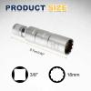HARFINGTON 1pcs Spark Plug Socket Set 3/8" Drive 18mm Swivel Magnetic 12 Point Thin Wall Spark Plug Socket with 360 Degree Swivel CR-V Steel, Silver view 2