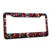 Skull License Plate Frame Bloom Neon Floral Day Dead Halloween Personalise Stainless Steel Metal Car Plates Funny License Plate Frames Decorative for Men Women 6 X 12 Inch with Screws view 1