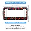 Skull License Plate Frame Bloom Neon Floral Day Dead Halloween Personalise Stainless Steel Metal Car Plates Funny License Plate Frames Decorative for Men Women 6 X 12 Inch with Screws view 2