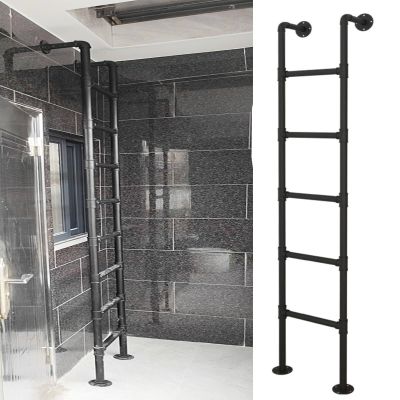 Space-Saving Wall-Mounted Metal Bunk Bed Ladder | Adjustable 4ft-7.6ft Attic and Basement Egress Ladder | Easy Installation Twin Climb Ladders for Dorms and Libraries(6.1FT/1.86M/73.2IN)