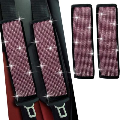 JDDRY Car Seat Belt Covers,Universal Car Seat Belt Pads,Seat Belt Strap Cover Shoulder Pad,Bling Seat Belt Cover(Pink,2PC)