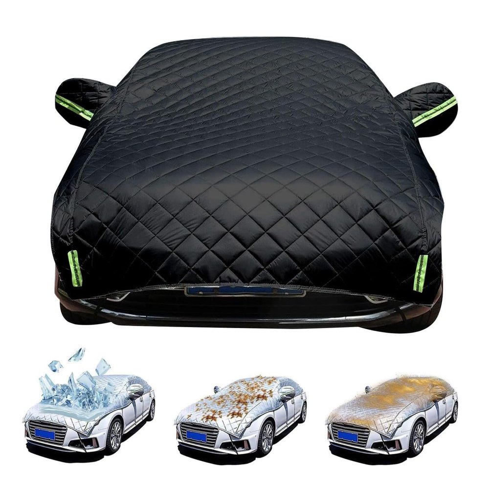 Waterproof Car Cover for Ford Mustang V5 (2005-2014), Outdoor Thicken Half Car Covers with Cotton Lining, Hail Blanket Sun Snow Rain UV Heat Dust Resistant