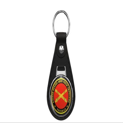 1080 Graphics Army Army Field Artillery Veteran w Branch Leather Keychain Stainless Steel Ring for Keys, Bags, or Backpacks
