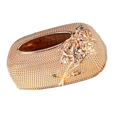 JINPIAOPIAO Easy Installation Car Tissue Box Holder Elegant Design for Vehicle Golden Color Storage Organiser