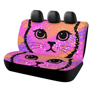 Universal Car Back Seat Cover with Elastic Design, Colorful Cat Face Car Seat Cover Non-Slip Vehicles Backseat Protector Washable Rear Bench Cover for Pets, Easy to Install