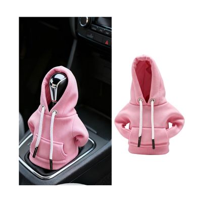 SWPHRT Car Gear Shift Hoodie, Funny Mini Hoodie Fashionable Vehicle Gear Shift Knob Protector Cover, Cute Automotive Interior Decoration Accessories, Universal for SUV Sedan Truck (Pink)