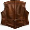 RABCHI Mens Brown Sleeveless V-Neck Leather Waistcoat Vest Premium Real Lambskin, Western Cowboy Motorcycle Casual Style (US, Alpha, 3X-Large, Regular, Regular, rich brown vest) view 2