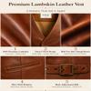 RABCHI Mens Brown Sleeveless V-Neck Leather Waistcoat Vest Premium Real Lambskin, Western Cowboy Motorcycle Casual Style (US, Alpha, 3X-Large, Regular, Regular, rich brown vest) view 4