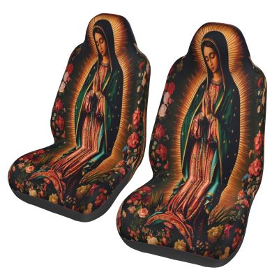 NTYFUR Our Lady of Guadalupe (12) Seat Covers Printed Cover Universal Car Seats Protector Auto Decor Easy Clean Install Set 2 PCS