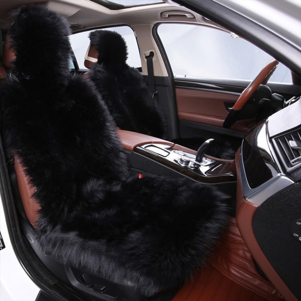 ZKSAD Car Plush Seat Cushion for Toyota Highlander 2014 2015 2016 2017 2018 2019,1 Set Single Soft Comfortable Machine Washable Covers Warm Non Slip Lightweight Durable Easy Installation,Black