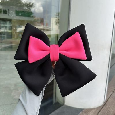 Helmet Bow Decoration Ribbon for Electric Vehicle and Motorcycle Helmets Featuring Cloth Material and Tape Backing (Black + Rose)