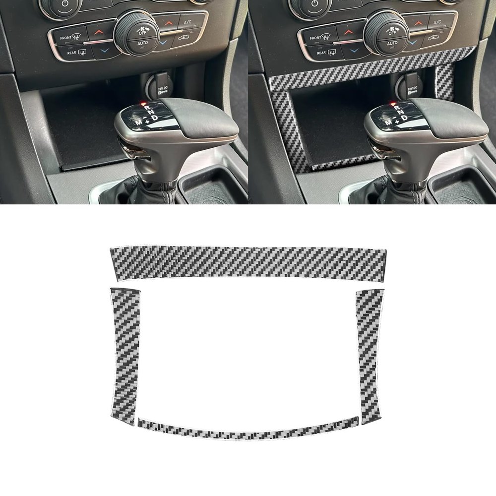 ZCDGHL Real Carbon Fiber Compatible with Dodge Charger 2015-2023 2016 2017 2018 2019 2020 2021 2022 Accessories Dash Central Storage Box Strip Decoration Cover Trim Interior Decal 4pcs Black