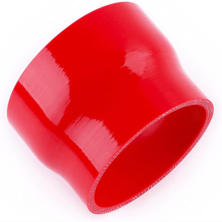 ASYXPCRH Straight Reducer Hose Coupler Adapter ID 2.36" To 2.48"(60mm-63mm), Length 3" (76mm) 4-Ply Silicone Universal Automotive Pipe Leak-Proof Red (2.36"-2.48"(60mm-63mm))
