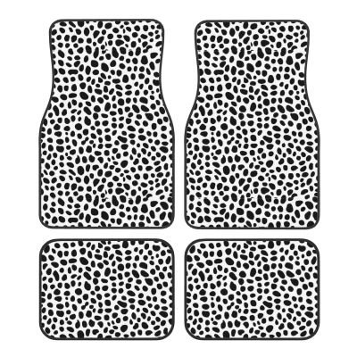 Universal Fit Set of 4 Car Floor Mats, Heavy Duty All Weather Non-Slip Backing for Truck, SUV and Sedan, Dark Gray Black Leopard Cheetah Print Cars Mat Set