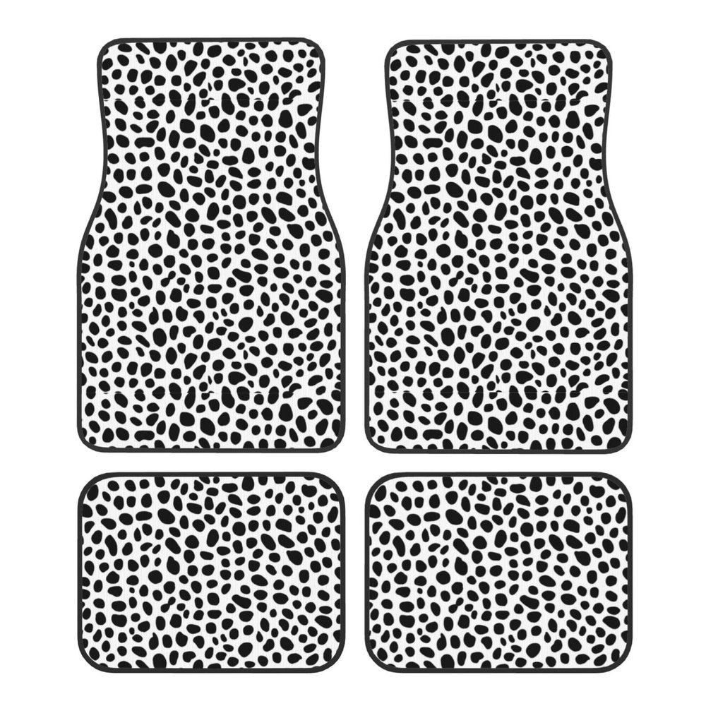 Universal Fit Set of 4 Car Floor Mats, Heavy Duty All Weather Non-Slip Backing for Truck, SUV and Sedan, Dark Gray Black Leopard Cheetah Print Cars Mat Set