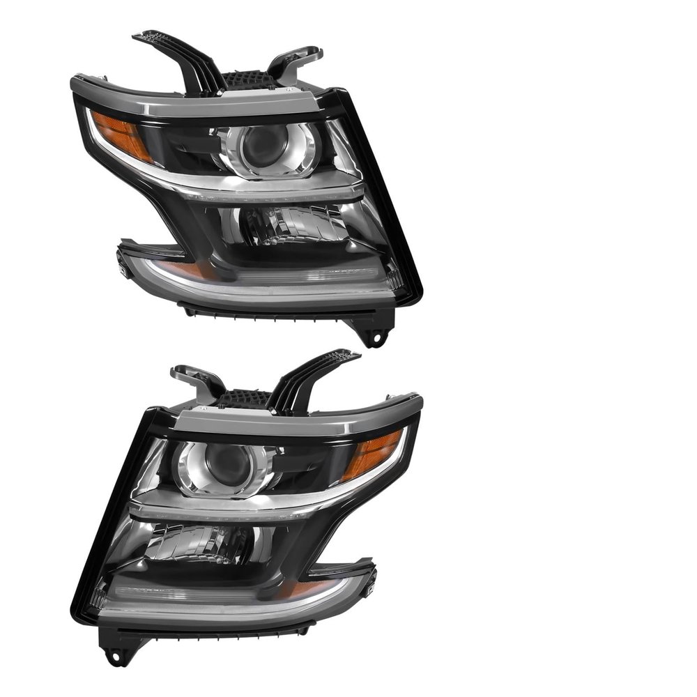 Halogen Headlights Headlamps for 2015 2016 2017 Tahoe Suburban, GM2502405, 23490005, GM2503405, 23490006, Left/Right Side Front Head Light Headlight Assembly Head Lamps (Driver + Passenger Side)