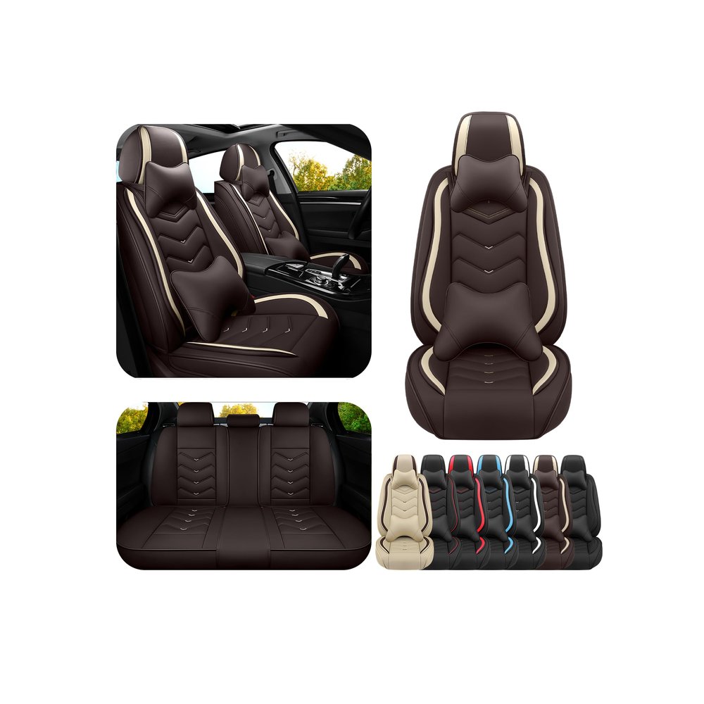 ADERN Car Seat Covers for Audi A6 2000-2025, Premium Nappa Leather Car Seat Cover, Stylish Sport Seat Covers Automobile Seat Cover Sets.(Luxury 5 Seats/Coffee Color)