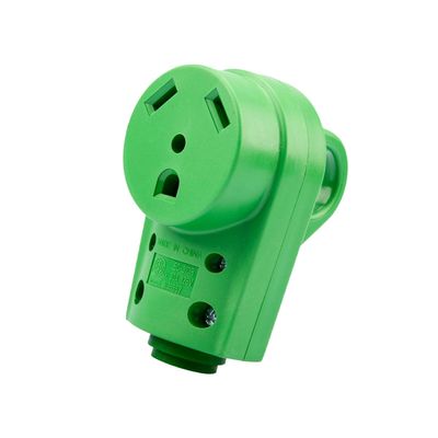 SWPHRT 30Amp RV Plug, Heavy Duty 125V TT-30R Camper Female Plug Adapter with Grip Handle, Camper Electrical Power Connector Replacement, Universal for Caravan RV Trailer Motorhome Van (Green)