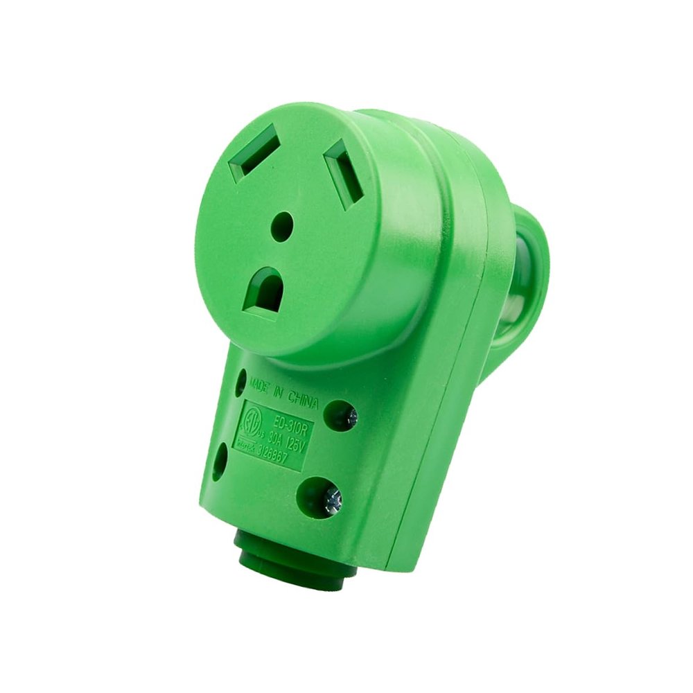 SWPHRT 30Amp RV Plug, Heavy Duty 125V TT-30R Camper Female Plug Adapter with Grip Handle, Camper Electrical Power Connector Replacement, Universal for Caravan RV Trailer Motorhome Van (Green)