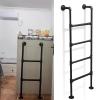 MSHOSAC Wall Mounted Attic Bunk Bed Ladder, Universal Space-Saving Motorhome Step Ladder, Black Metal Steel Round Tube Step Ladders for Loft Climbing Ladders - Customizable Size(180cm/71in view 1