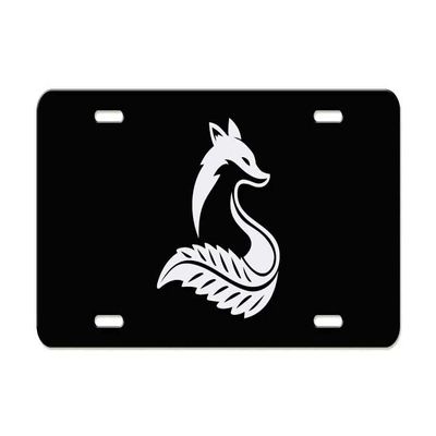Forest Fox Nature Beast White Metal License Vanity Plate for Any Car Model- Gray