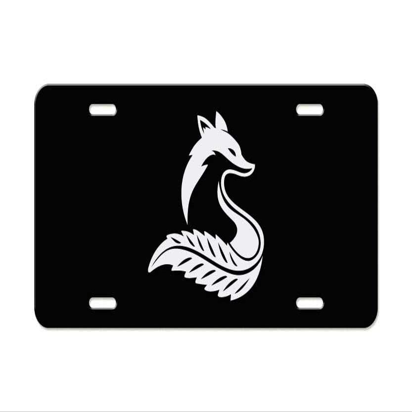 Forest Fox Nature Beast White Metal License Vanity Plate for Any Car Model- Gray
