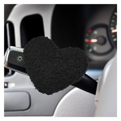 DEAELF Cute Heart Car Wiper Shift Handle Decoration, Soft Plush Automotive Dashboard Ornament, Creative Vehicle Interior Steering Wheel Decorative Accessories Present for Men Women (Black)