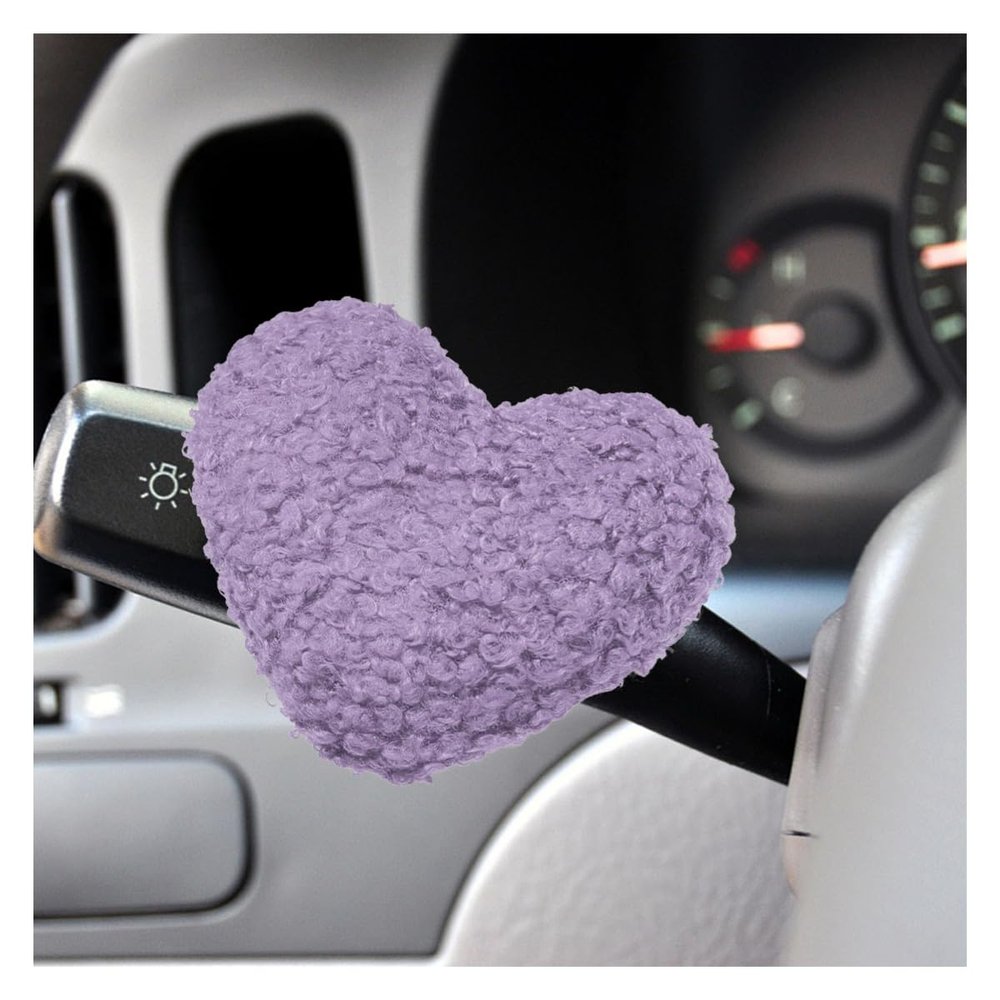 DEAELF Cute Heart Car Wiper Shift Handle Decoration, Soft Plush Automotive Dashboard Ornament, Creative Vehicle Interior Steering Wheel Decorative Accessories Present for Men Women (Purple)