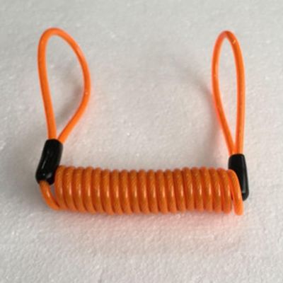 BlesConi Bike Disc Brake Lock Reminder Cable 120cm PVC Steel Wire Anti Theft Spring Cord for Bicycle Motorcycle Helmet(Orange)
