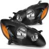 ASAPE Headlights Assembly Pair for Driver and Passenger Side Fits 2003-2008 for Toyota Corolla 8111002190,Black Housing Amber Reflector Clear Lens view 1